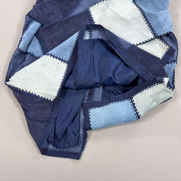 Vintage Denim & Co Patchwork Leather Suede Jacket Women's Large Blue Button Up - Picture 7 of 12